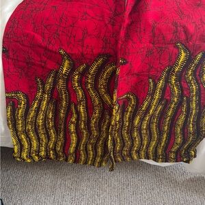 Vibrant Red and Yellow Patterned Skirt